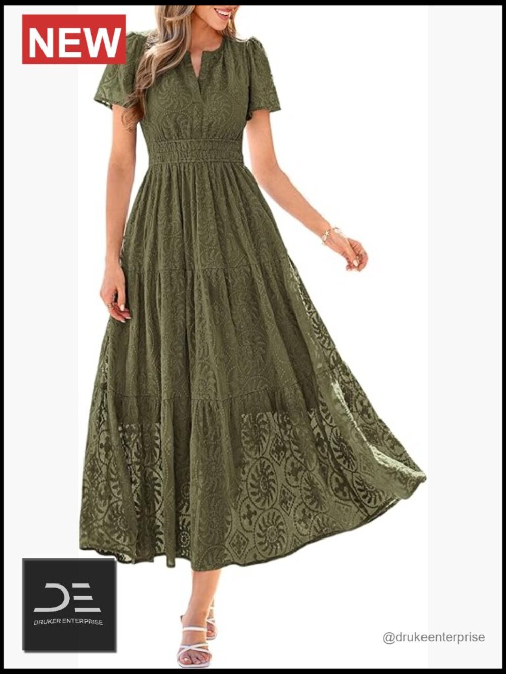 Embroidered Boho V-Neck Short Sleeve Maxi Dress with Pockets